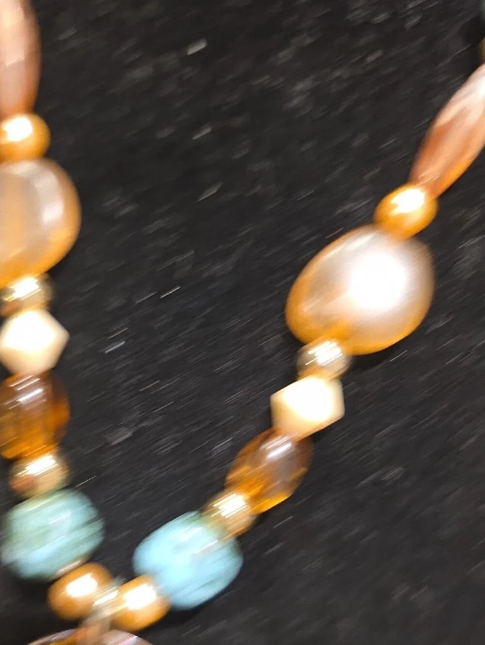 Amber Teardrop Pendant Necklace with Turquoise Accents